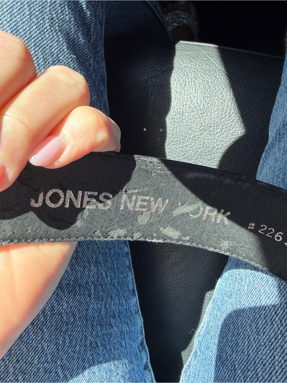 Jones New York Black Leather Logo-Stamped Belt - Picture 3 of 8